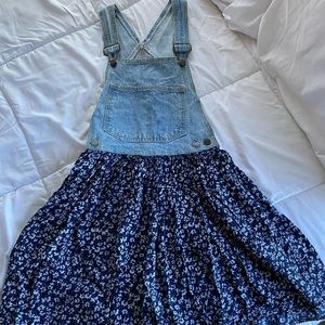 Denim Overall Floral Dress